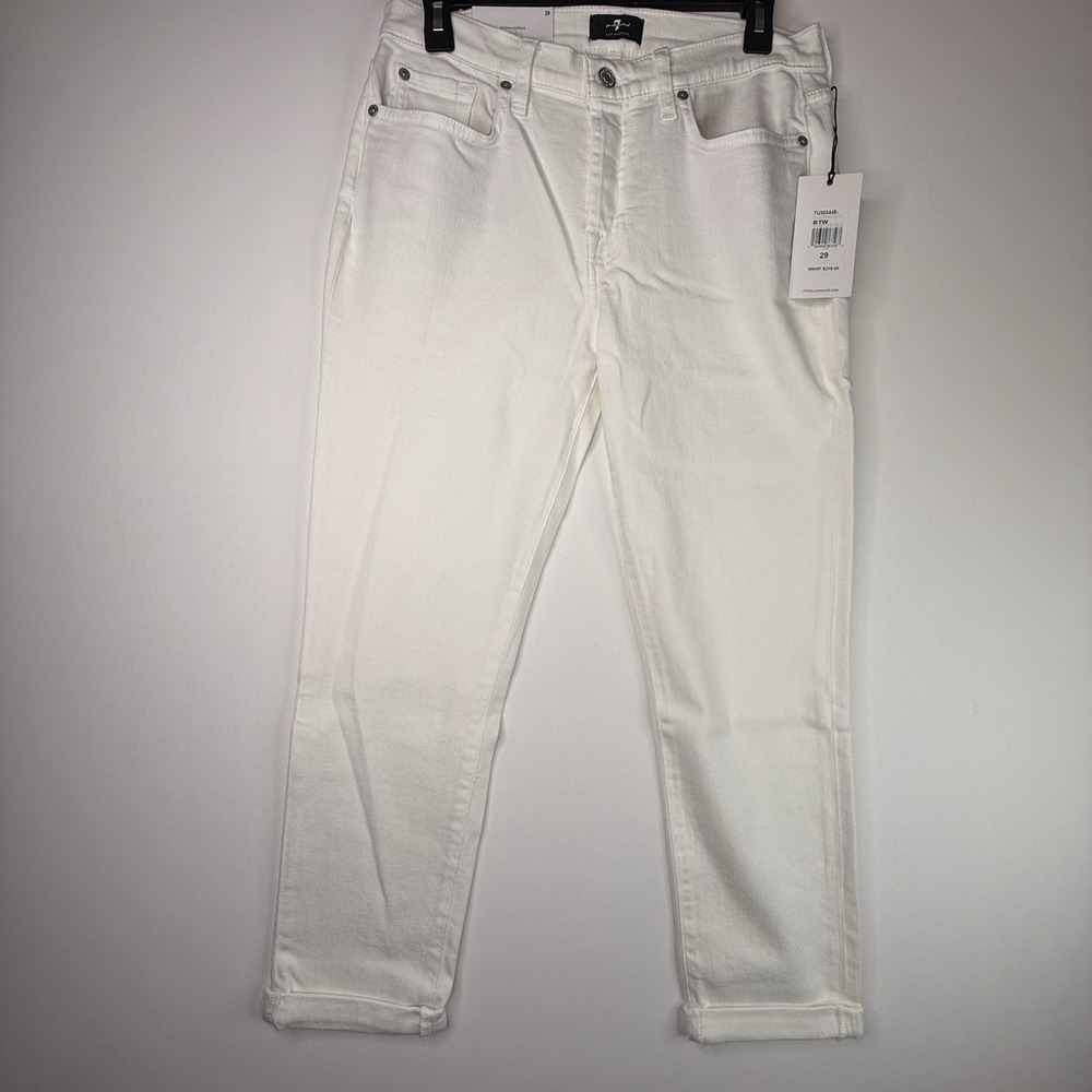 7 for All Mankind Women's Jeans White Josefina Feminine Boyfriend 29